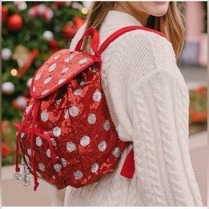 Disney Parks Minnie Mouse Red Sequin Polka Dot Mini Backpack